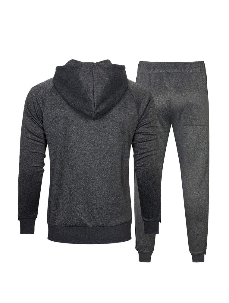 PASOK Men's Casual Tracksuit Set Long Sleeve Full-Zip Running Jogging Athletic Sweat Suits (L, Style 2 Dark Gray) - Image 2